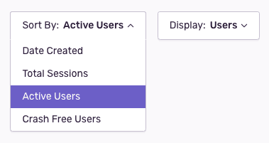 Sort By: Active Users dropdown